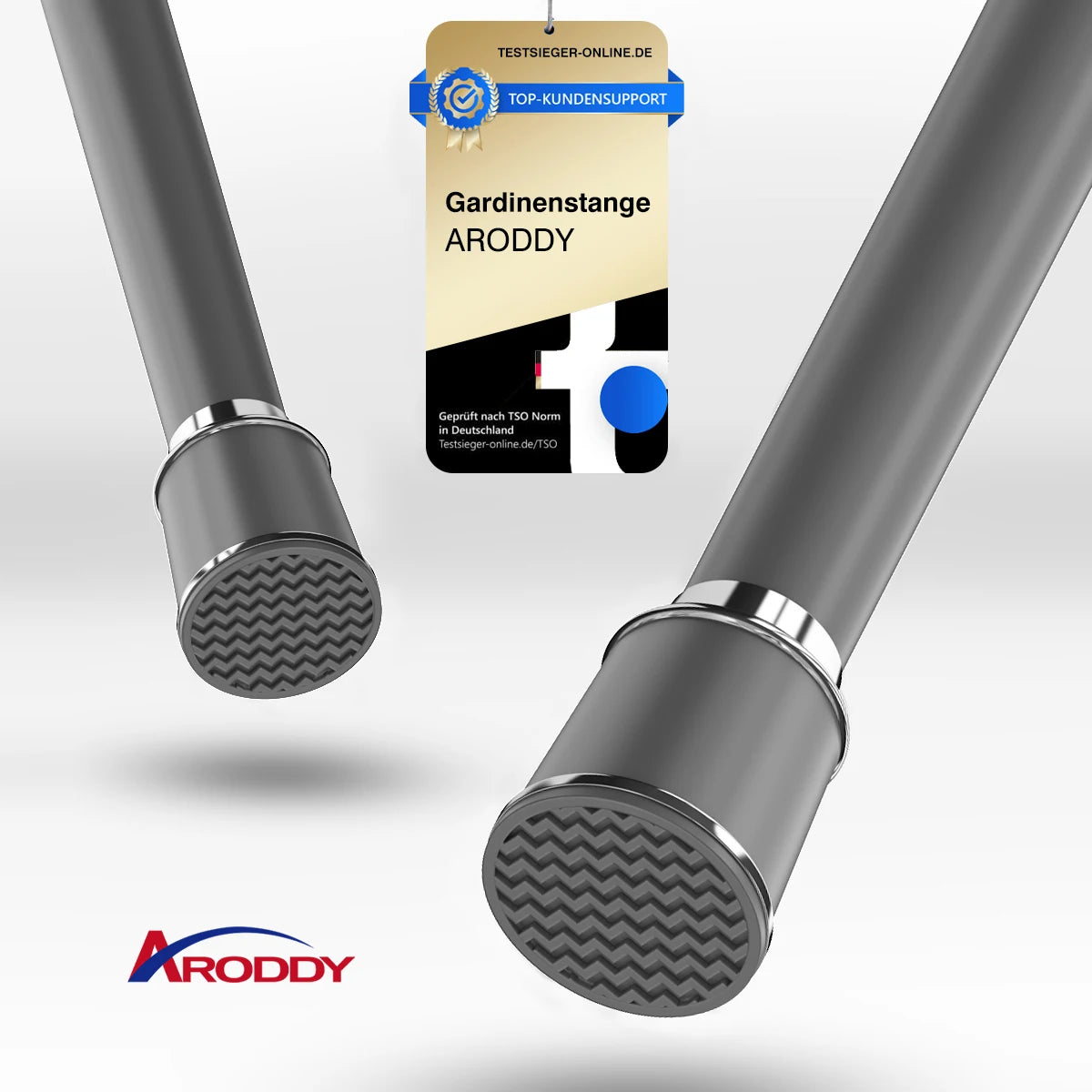 ARODDY 260-350cm Extendable 32mm Metal Steel Shower Curtain Poles No Drill Removable Black Ceiling Eco-Friendly Patented