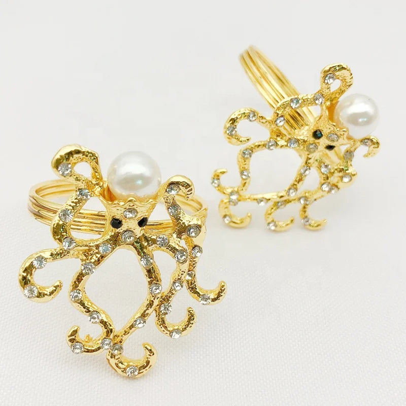 Gold Octopus Napkin Ring Holder for Wedding Party