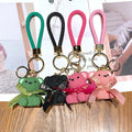 Resin Kawaii Bear Car Keychain Bag Backpack Charms Decoration Pendant Gift Fashion Cartoon Cute Bow Bear Doll Key Chains