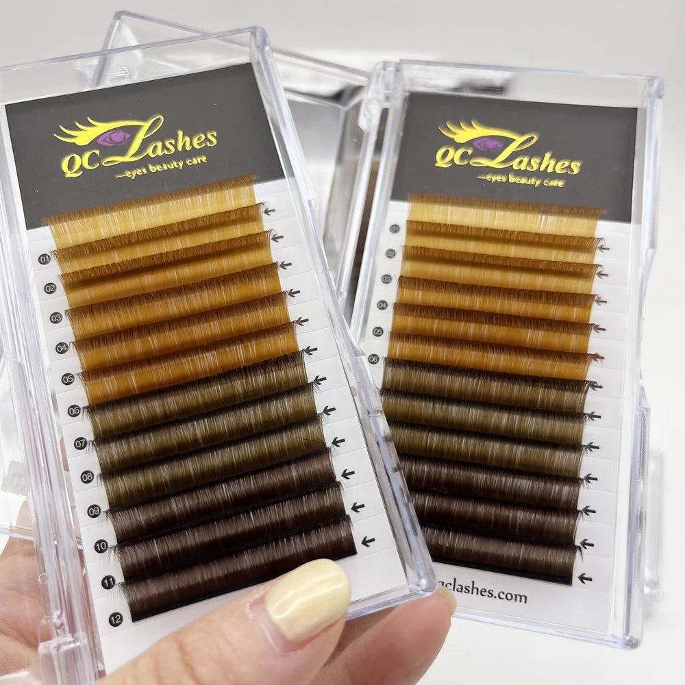 Hot Selling rainbow Eyelash Extension Individual Colorful Eyelash 0.05mm Colored Brown Eyelashes