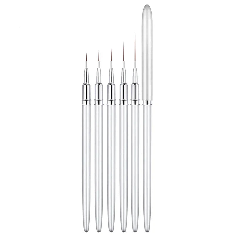 Custom Color & Logo Nylon Nail Art Liner Brushes (5 Pcs)-25mm & 11mm Lady's Beauty Tools-100% New-1pc/bag