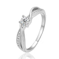 POLIVA Sterling Silver Cubic Zirconia Solitaire Engagement Ring Wedding Bands for Women's Party