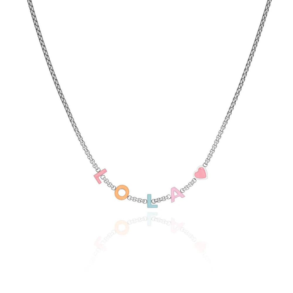 Customized Simple Ornament Enamel Name Necklace Gold Plated Stainless Steel Necklace Jewelry