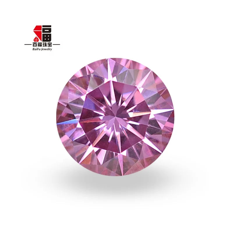 Baifu Jewelry Wholesale Price Top Quality Loose Round pink Moissanite