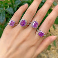 Hot Sale Jewelry Wedding Engagement Rings Trendy Rectangular Center 8A Zircon Sterling 925 Silver Ring Purple Women Ring