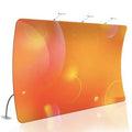 100% Polyester Stretch Fabric Dye Sublimation Printed Foldable Pipe Drape 10ft Curved Aluminum Backdrop Stand for Trade Expo