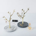 Tabletop Jewelry Storage Plate Stone Gift Tray Show Plate Marble Plate Gold Metal Tree Jewelry Stand