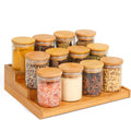 Bamboo Spice Rack  Cabinet 8oz Empty Seasoning Jars Labels Home Pantry Cupboard Food Storage Spice