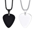 Couple Jewelry Heart Shaped Necklace Stainless Steel Plated Black Silver Colors Guitar Pick Necklace for Men Women