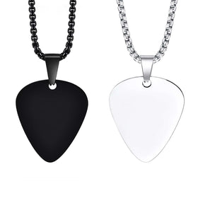 Couple Jewelry Heart Shaped Necklace Stainless Steel Plated Black Silver Colors Guitar Pick Necklace for Men Women