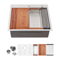 US Free Shipping Brush Nickel  Workstation 25 Inch Drop in  Single Bowl 304 Stainless Steel Kitchen Sink