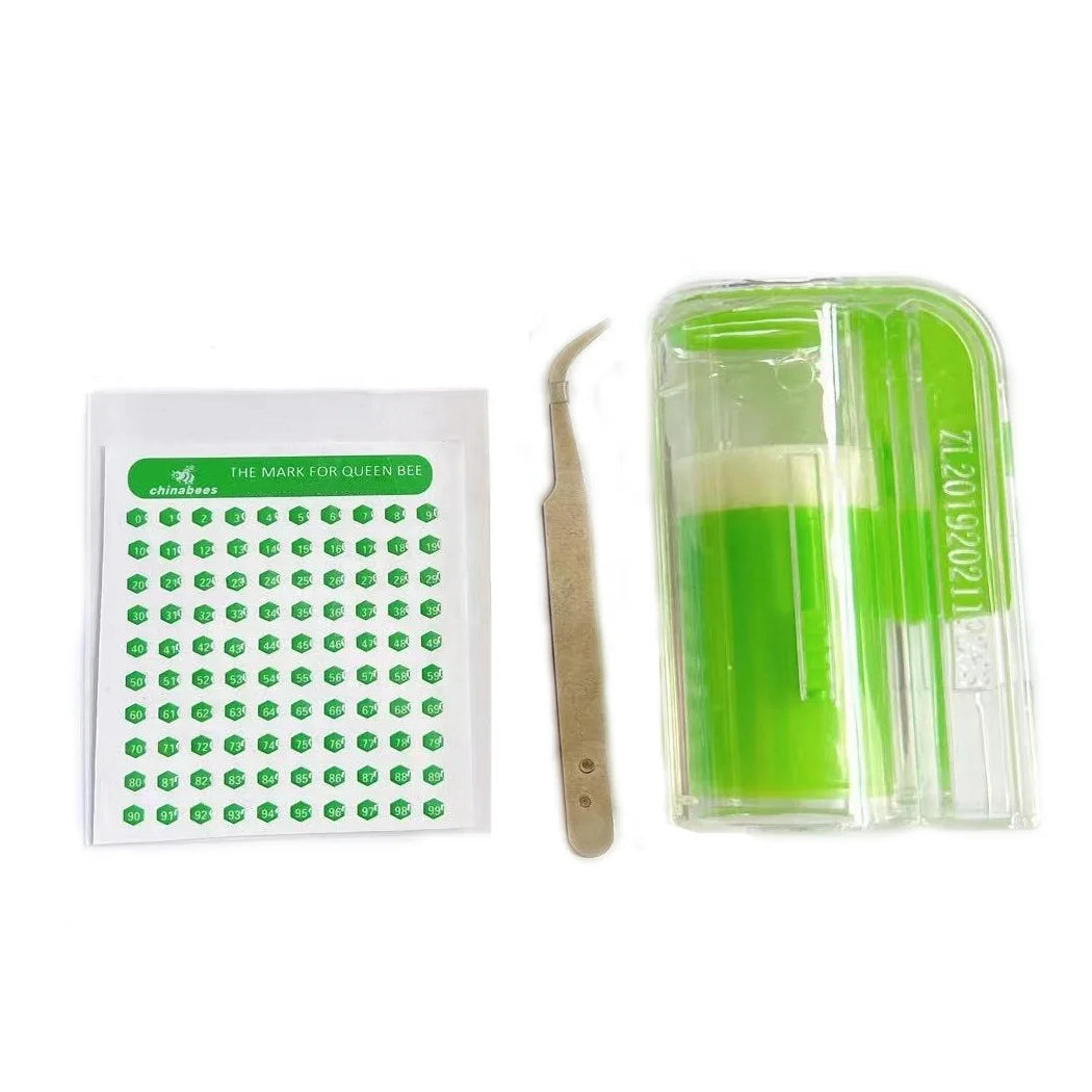 Queen Marker Kit Portable Queen Bee Marker Bottle with Tweezers and Back Label Queen Marking Kit