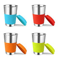 Drinkware Outdoor Camping Office Home Insulated 12oz 16oz Coffee Cups Silicone Lids Stainless Steel Single Layer Water Cup