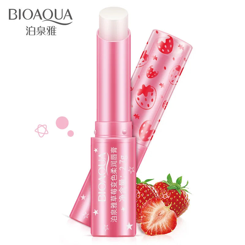 BIOAQUA Strawberry Color-changing Lip Balm Pink Jar Lip Care Moisturizing Temperature Color Change Lipstick Dropshipping