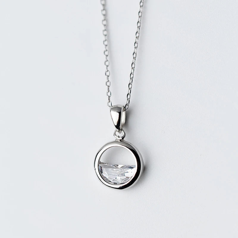 925 Sterling Silver CZ Zircon Women Wedding Pendant Necklaces