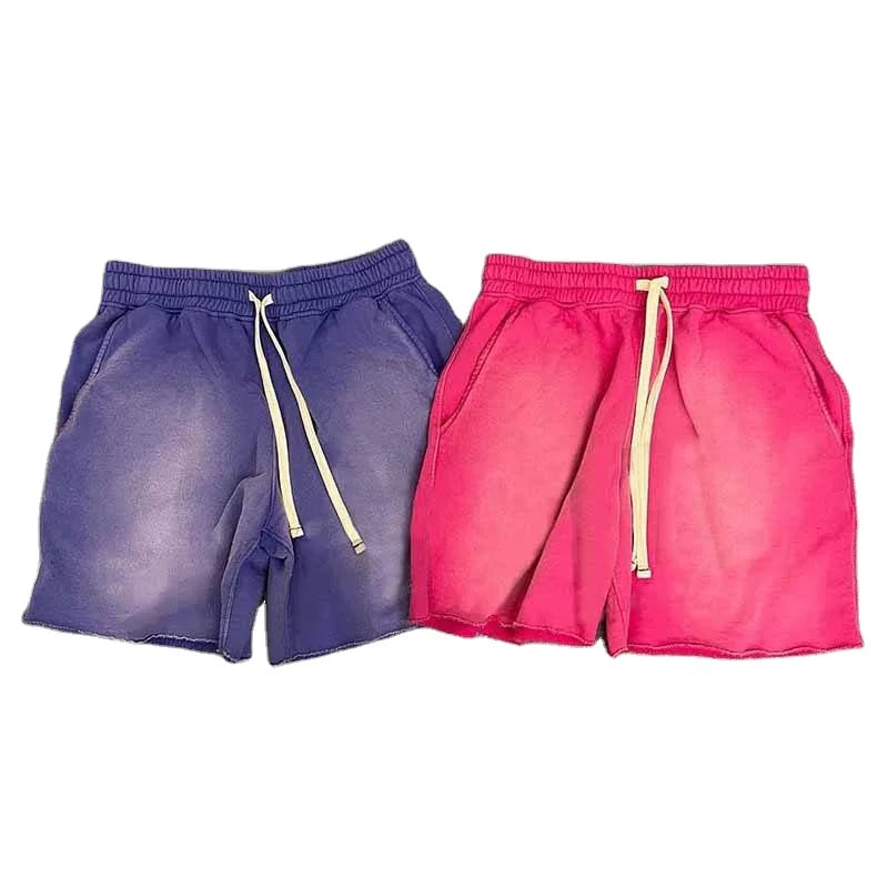 Summer Short Blank Quick Dry Jogging Vintage Distressed Acid Washed Sports Shorts