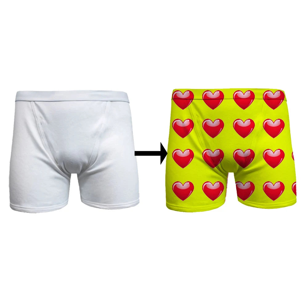 Men's Breathable Custom Color Seamless Eco-Friendly Boxer Briefs for Sublimation Valentine's Day Print Patterns Machine-Washable