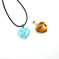 DIY semi-precious stone heart shape natural gemstone type Tiger eye Blue turquoise pendant for jewelry necklace making