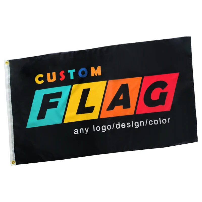 Custom Logo Digital Printing 3X5 Ft Double Sided Polyester Banner with logo Custom Print Business Flag