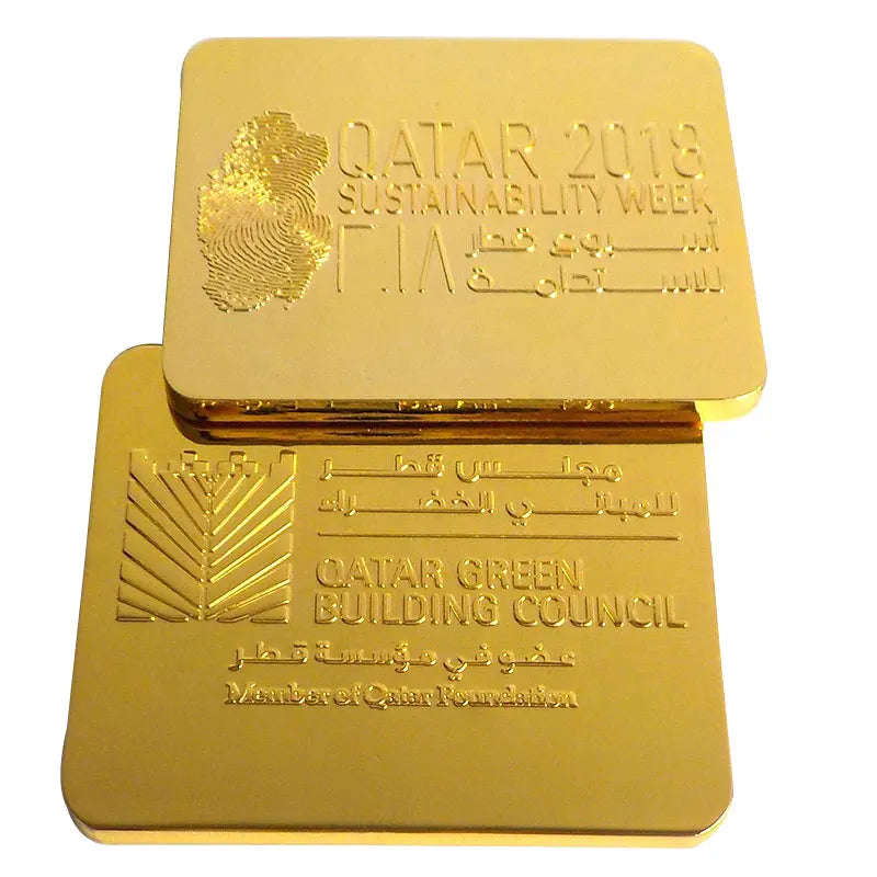 Embossed Logo Metal Adhesive Plate for Furniture Gold Plated Metal Label Sign With Customized Logo