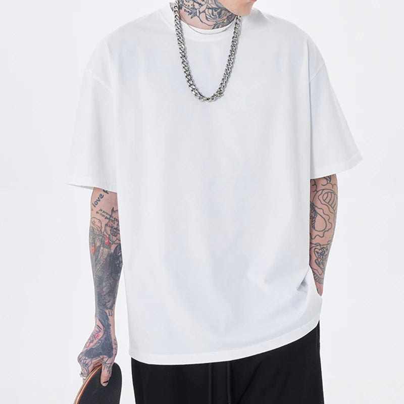 2025 Trendy Oversized Men's T-Shirts 320GSM Heavyweight 100% Cotton Streetwear Tees for Men