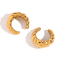 Minimalist Hollow Hammered Clip on Earrings Waterproof Gold Plated Ear Cuff Earrings
