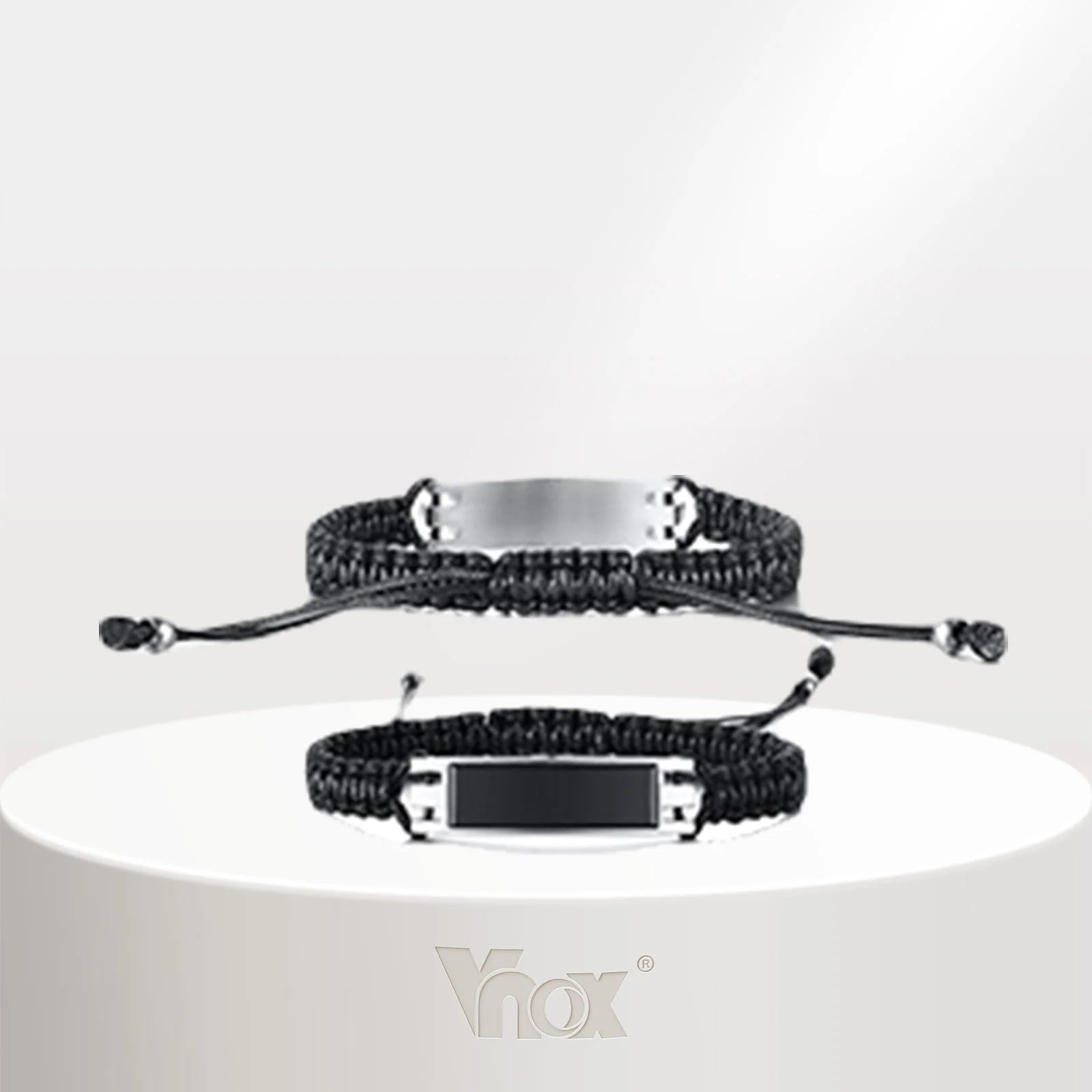Vnox Urn Bend Nylon Rope Braided Bracelet Steel Room Black Urn Bracelets Gift for Boyfriend for Man