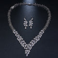 2022 New Fashion Simple Earring Necklace Zircon Bridal Jewelry Set Temperament Leaf Jewelry Sets for Women