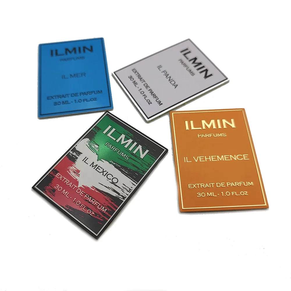 Custom Cosmetics Aluminum Adhesive Bottle Embossed Fragrance Sticker Perfume Private Foil New Design
