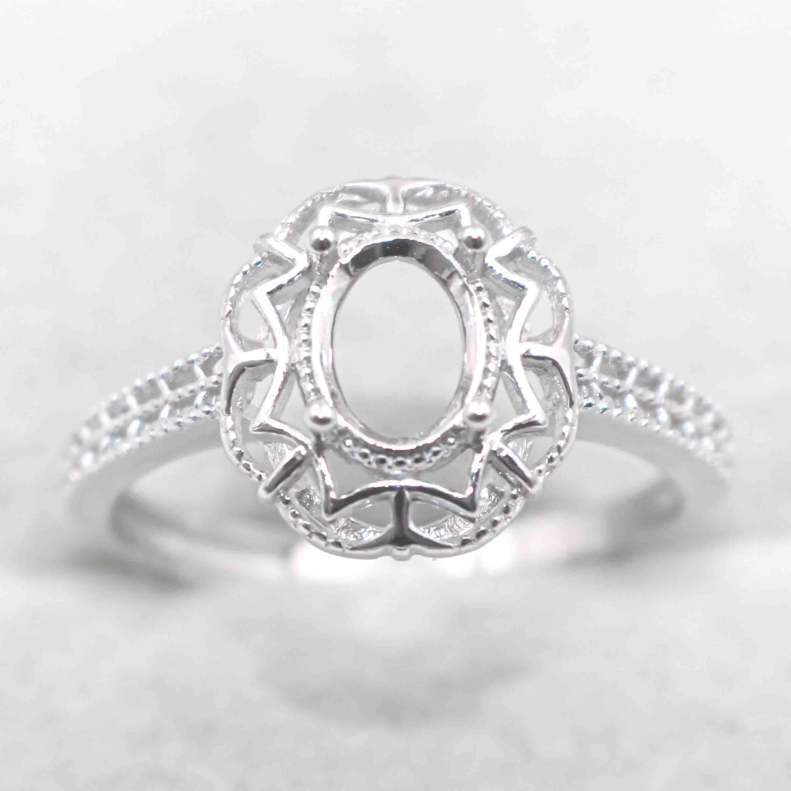 Semi Mount 5*7mm Sterling Silver Ring Frame Empty Blank Support Claw Setting S925 Base Holder Without Center Stone for DIY Inlay