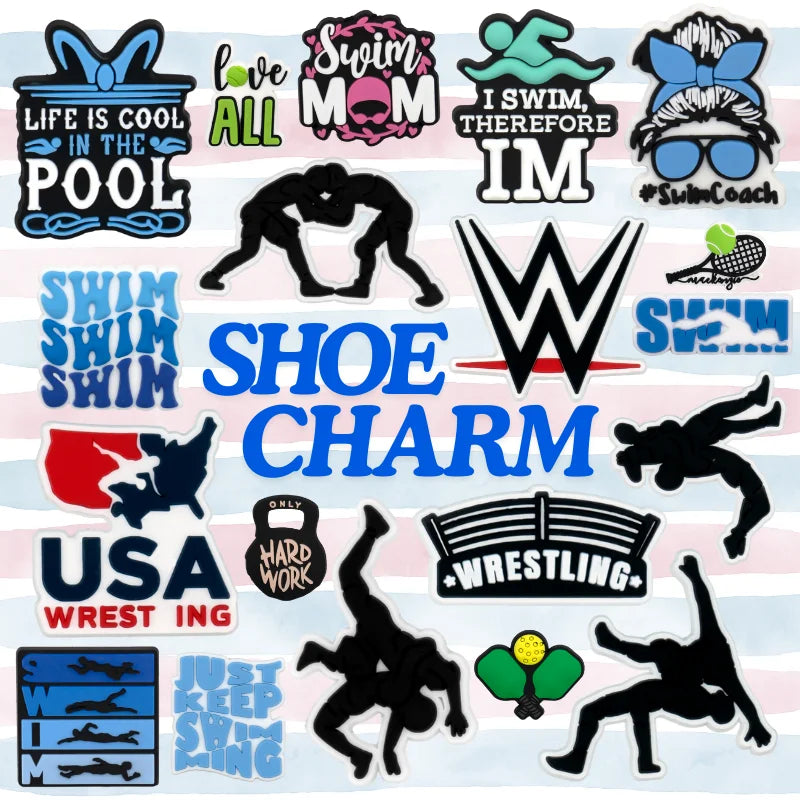 Trending Products 2024 Athletic Swim Wrestling Sport Charm Shoe Accessories Low Moq Products Custom Usa Shoe Decorations Bulk