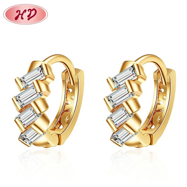 Factory Direct Cluster Cubic Zirconia Stone Earrings baguette Ear huggies Dainty Sparkling Trendy Earring USA Fashion