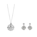 Four-leaf Clover Stud Zircon Fashion 925 Sterling Silver Jewelry Earring Hearts Pendant Necklace Set for Women