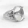Sterling Silver 15*18mm Semi Mount Men's Ring Frame Empty Blank Claw Setting S925 Base Holder Without Center Stone for DIY Inlay