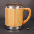 Bamboo Mug Cup Double Wall Stainless Steel Portable Wooden Travel Coffee Glass Cupping Straw Safe Toddler Kids Fiber