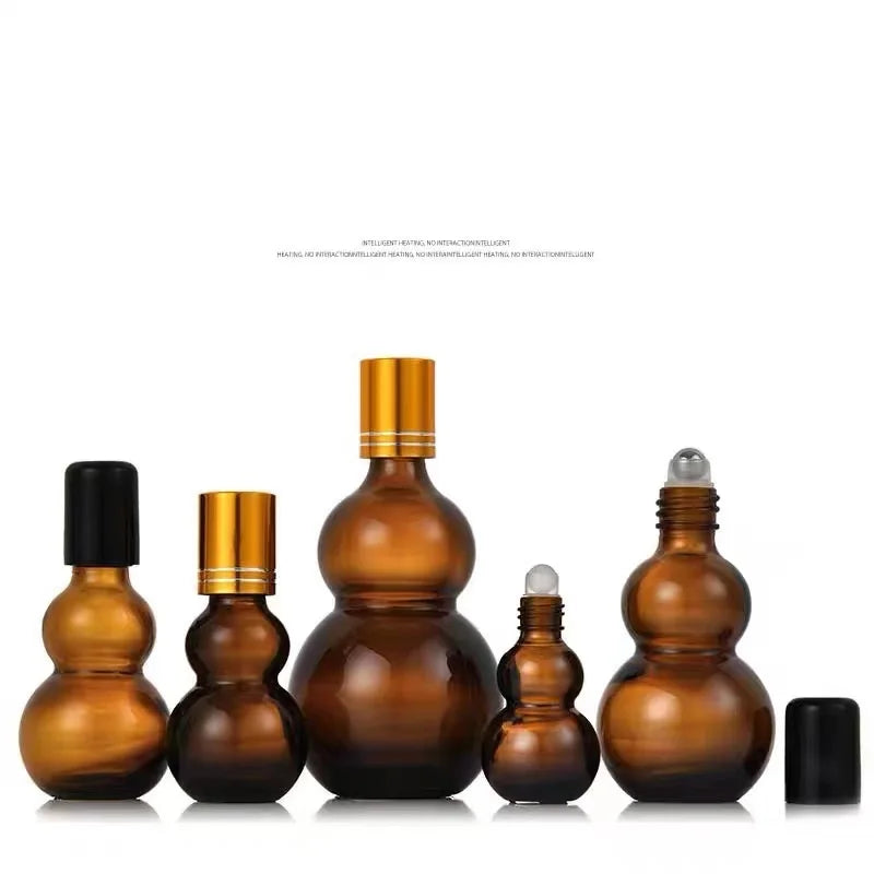 Wholesale 20ml 30ml Amber Glass Bottles Dropper Gourd Shape for Face Cream and Mascara Empty Essential Oil Cosmetic Use