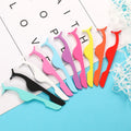 2023 Wholesale Stainless Steel Private Label Light Weight Pink Black Gold Eyelash Applicator Tweezers Rounded Tip M.V.LASH Brand