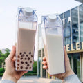 BPA-Free Plastic Clear Milk Carton Shaped Sports Water Bottle Portable Drinking with Direct Flow Lid
