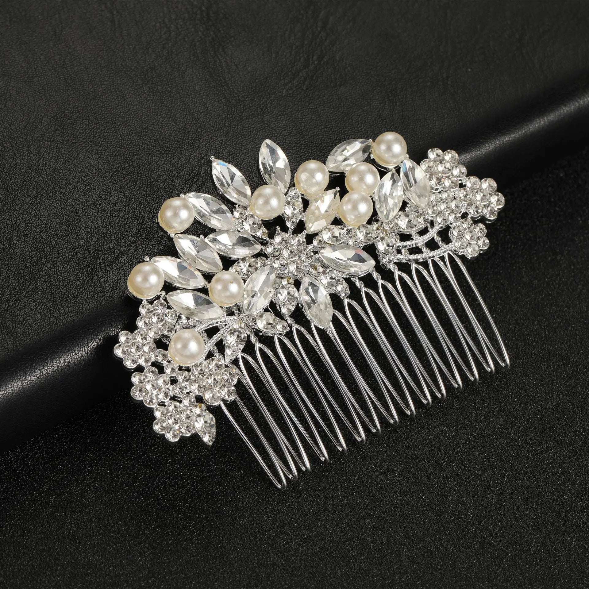 SLBRIDAL Handmade Rhinestones Crystal Pearls Wedding Hair Comb Bridal Headpieces Beaded Hair Accessories Bridesmaids Women