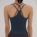 Custom Women's Lightweight Breathable Comfortable Beauty Back Shockproof Tight Vest for Running Sports Yoga Tank Top-Soild Nude