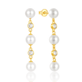 Fashion Jewelry 925 Sterling Silver Earrings Round Pearls Diamond Zircon Tassel Chain Gold Plated Stud Earrings for Women