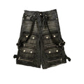 DENIMGUYS Heavy Washed Baggy Jean Shorts for Men Multi Pockets Loose Denim Cargo Short Jeans Street Vintage Strap Denim Shorts
