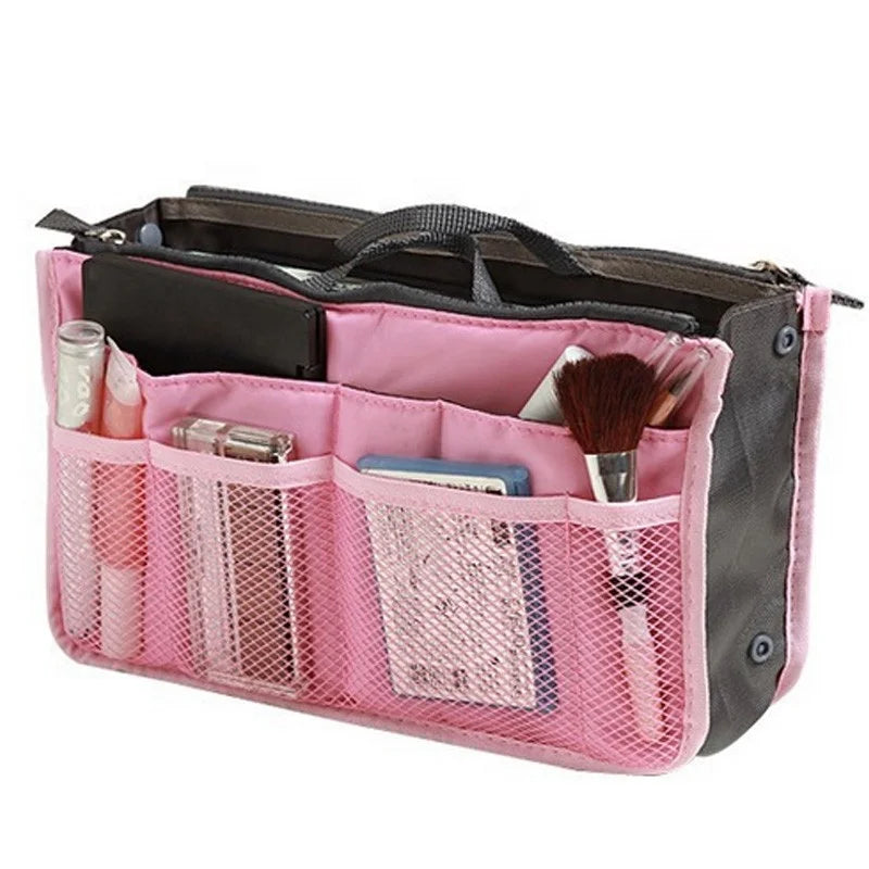 2021 Women Nylon Fashion Felt Travel Toiletry Cosmetic Bag Purse Organizer Insert Felt Bag Organizer with Zipper Handbag