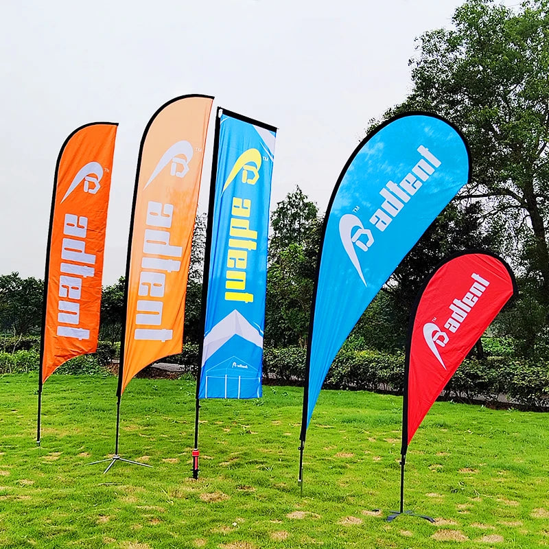 Promotional Advertising Flags Swooper Tear Drop Sublimation Pole Outdoor square Stand Display Flying Banner Beach Feather Flag