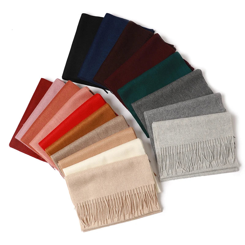 Custom logo Winter Ladies Pure 100% Cashmere Scarf  Shawls Designer Luxury Long Tassel Pashmina Stole Scarves for Women Men Jz30