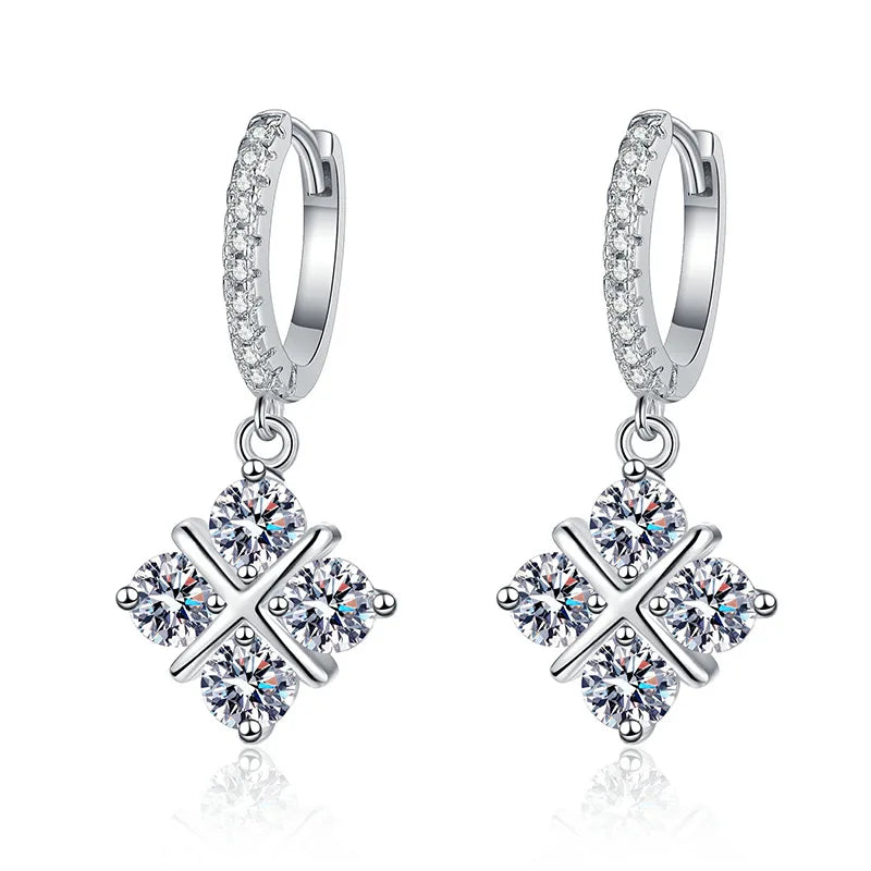 2.4 CT Diamond Earrings 18K Gold Plated Sterling Silver Moissanite Drop Earrings Dreamcatcher Cross Stud Earrings GRA Jewelry