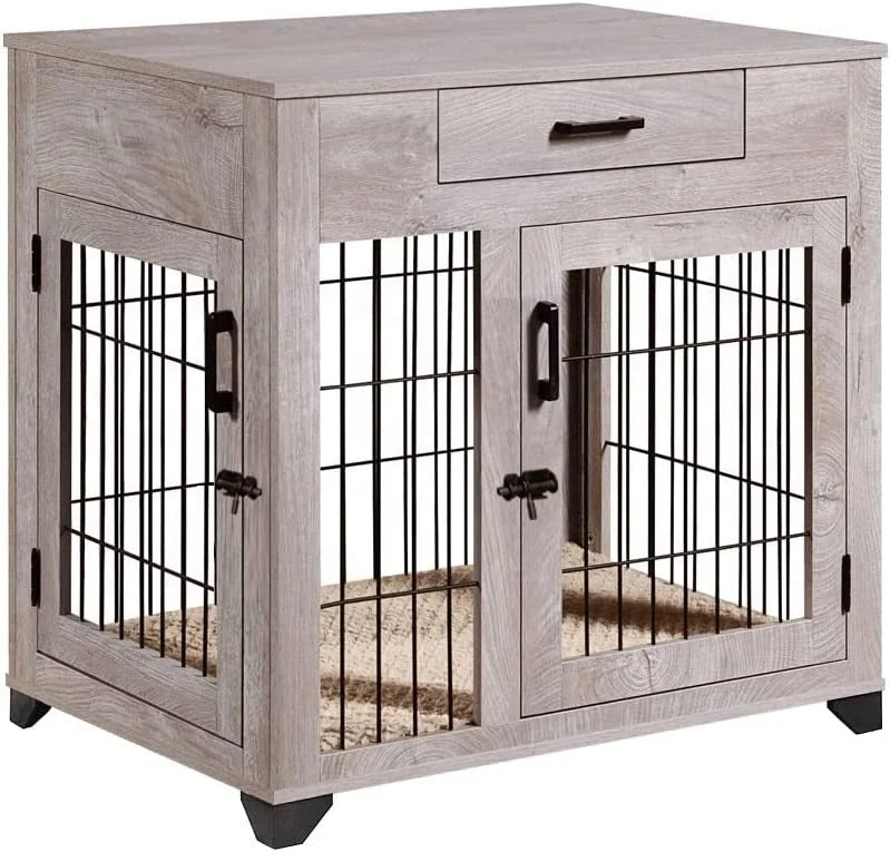 Customizable Luxury Interior Furniture-Style Dog Box with End Table Drawer Pet Kennel Two-Door Mat Doghouse Stylish Features