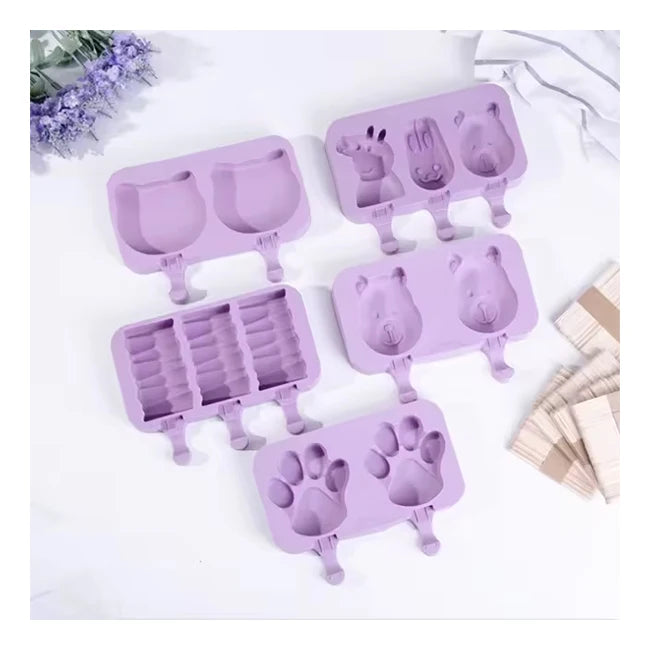 Wholesale Non-stick Cartoon Ice Cube Tray Food Grade Silicone Ice Cream Mold Homemade Diy Maker Silicone Popsicle Mold for Kid