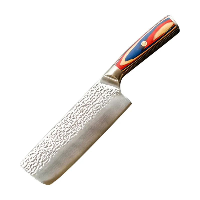 7-Inch Japanese Nakiri Chef Knife with Pakkawood Handle High Full Tang 5CR15 Stainless Steel for Vegetables Kitchen Essential