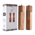 Wholesale Custom Logo 2 Pieces Small Manual Natural Eco-friendly Acacia Raw Wood Pepper and Salt Mill Grinder Set